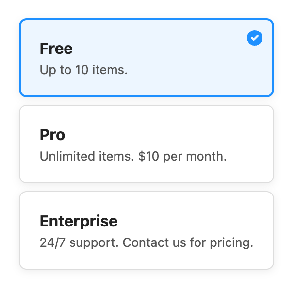 Selectable Cards