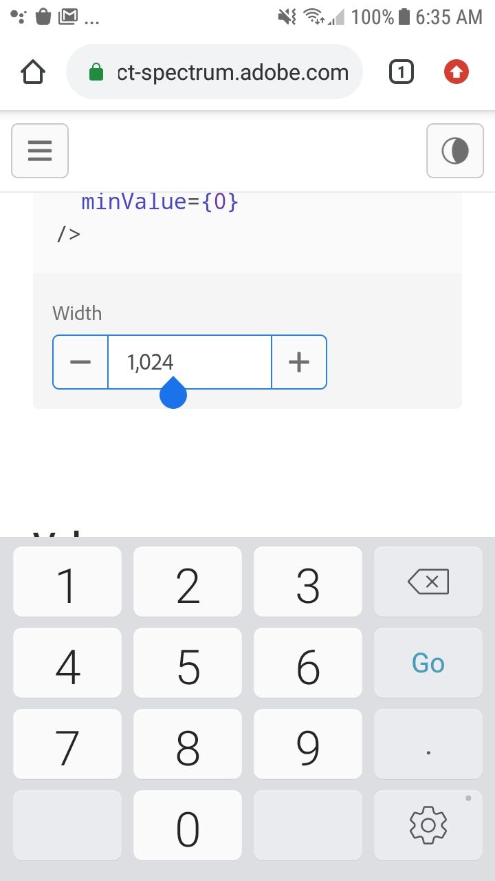 Iphone screenshot of example NumberField allowing negatives and decimals